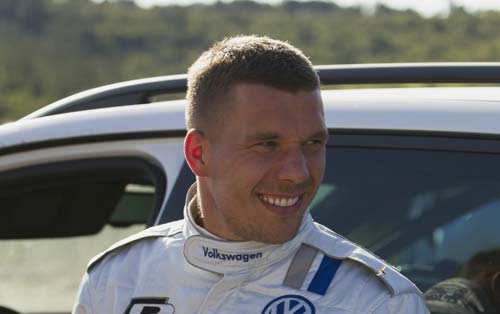 Lukas Podolski in the Polo R WRC