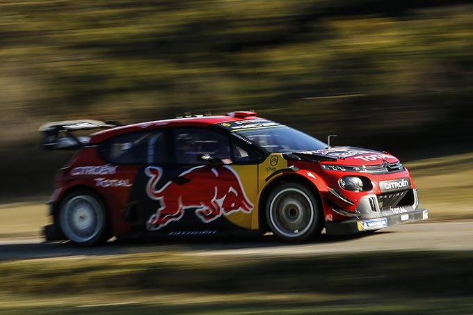 The Citroën C3 WRC heads for the clouds