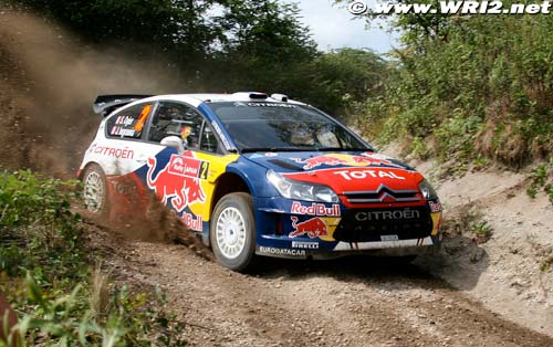 Ogier quickest as the rain pours down