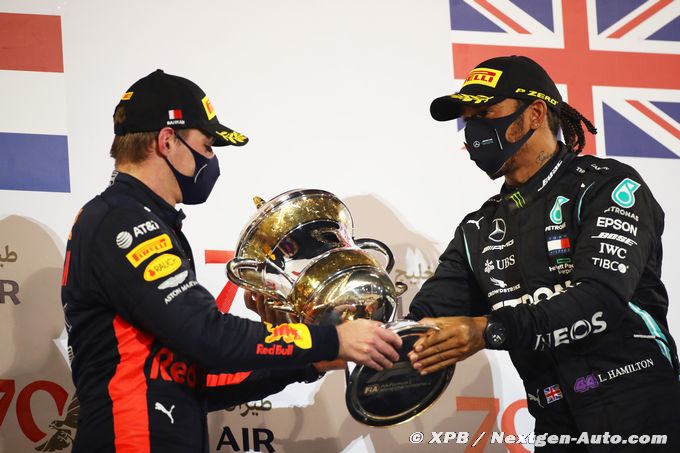 Sur le podium avec Hamilton, Verstappen