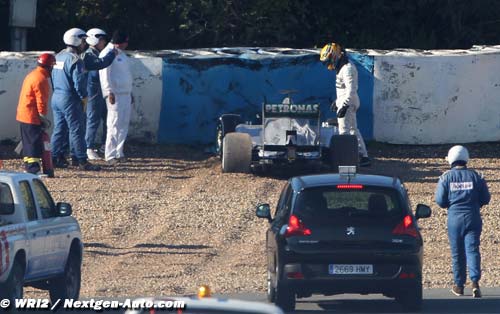Hamilton crashe sa Mercedes à Jerez !