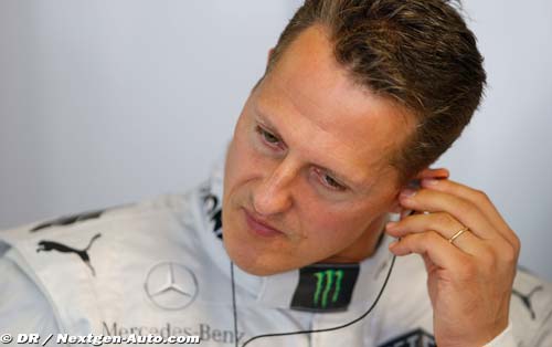 Schumacher back at speed on two wheels
