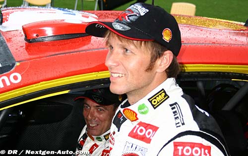 Petter Solberg on the podium in Bulgaria