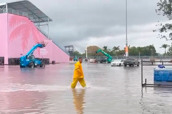 Miami's F1 circuit under water