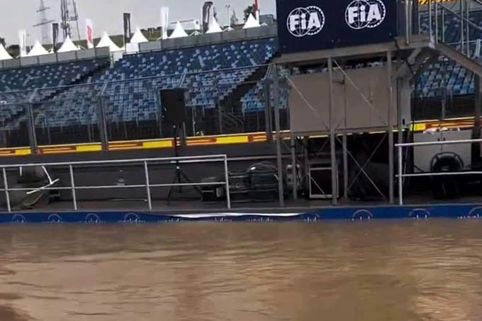 Flooding hits Hungary GP pitlane