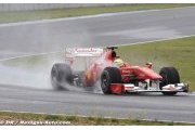 Wet but drying track in Jerez