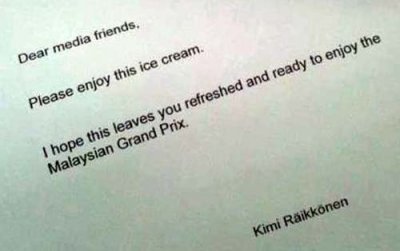 Raikkonen gifts ice-cream to press corps