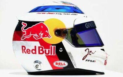 Vergne wearing Indy 500 rookie Alesi’s helmet