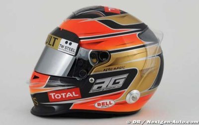 Grosjean dévoile son nouveau casque (+ photos)