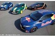 Quatre Mégane aux couleurs des 4 teams de Renault en F1