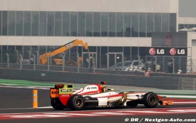 HRT hindered by traffic during Indian Grand Prix qualifying
