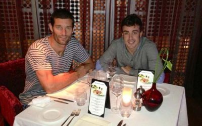Webber, Alonso, Vettel et la fameuse photo du ’dîner’
