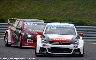 Les Citroën en formation serrée derrière Michelisz