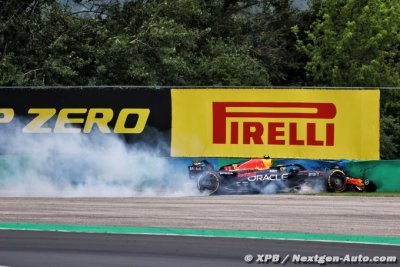 Hongrie, EL1&nbsp;: Russell en tête, Pérez met sa Red Bull dans le mur