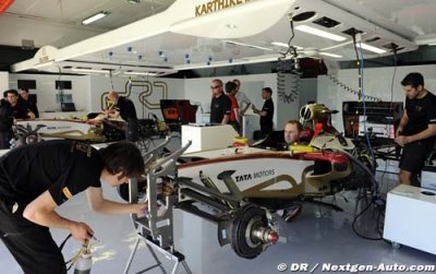 HRT mechanic not seriously hurt in pitlane